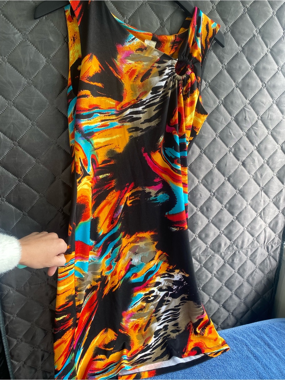 VTG Y2K Abstract Liquid Swirl Dress O-Ring Zebra Print Made in Canada (s-m)